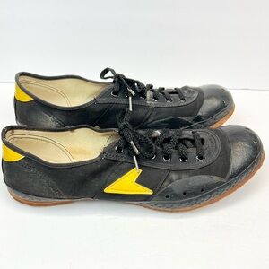 Vintage BATA BIKER Cycling Shoes Sz 11- 11.5M Black & Yellow Made In USA 70s 80S